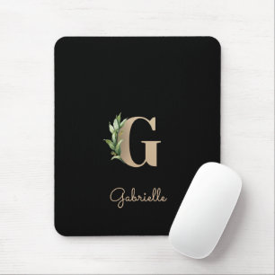 Mousepad Elegante Monograma Botânico - Letra G