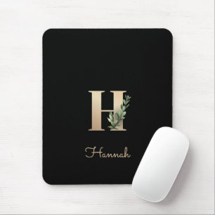 Mousepad Elegante Monograma Botânico - Letra H
