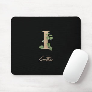 Mousepad Elegante Monograma Botânico - Letra I