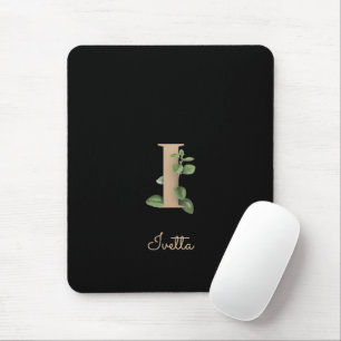 Mousepad Elegante Monograma Botânico - Letra I