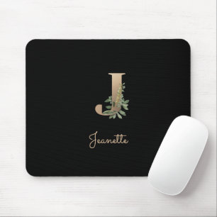 Mousepad Elegante Monograma Botânico - Letra J