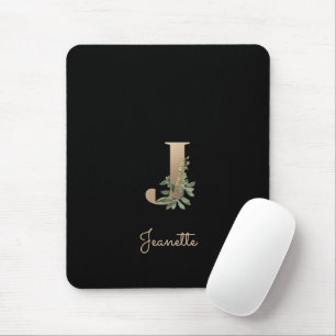 Mousepad Elegante Monograma Botânico - Letra J