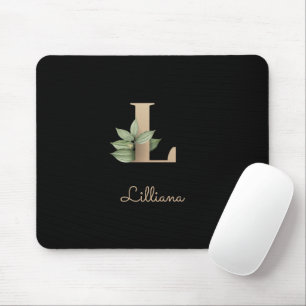 Mousepad Elegante Monograma Botânico - Letra L