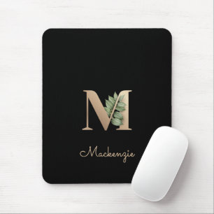 Mousepad Elegante Monograma Botânico - Letra M