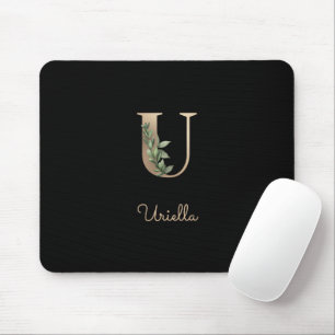 Mousepad Elegante Monograma Botânico - Letra U