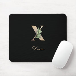 Mousepad Elegante Monograma Botânico - Letra X