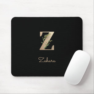 Mousepad Elegante Monograma Botânico Letra Z