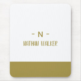 Mousepad Elegante Monograma Dourado e Cinza I Minimalista E