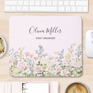Mousepad Elegante Monograma Floral Jardim de Flores Colorid