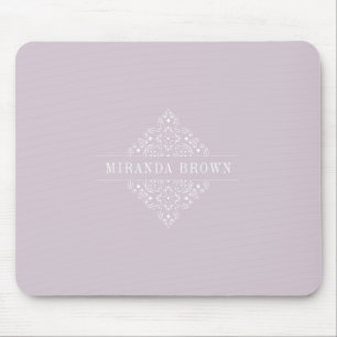 Mousepad Elegante Monograma Mínimo Dusty Purple Classic