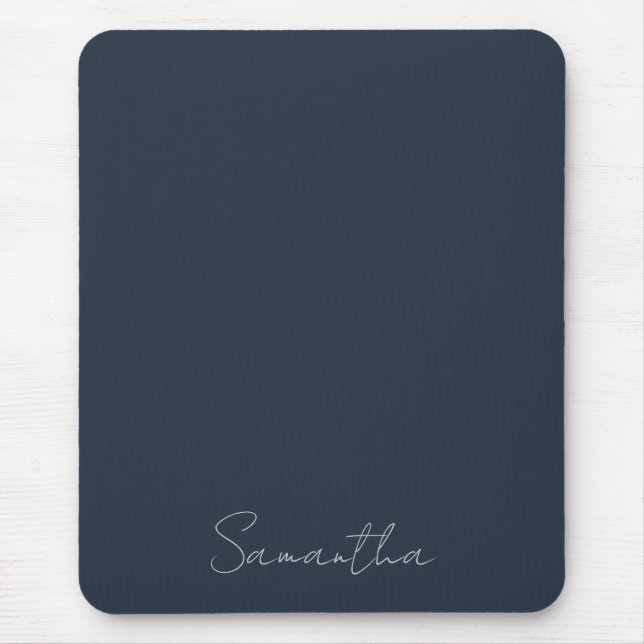 Mousepad Elegante Nome Personalizado Azul Escuro (Frente)