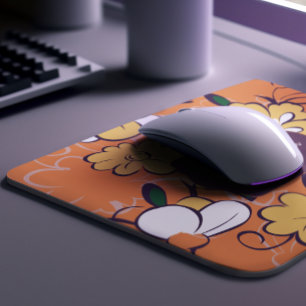 Mousepad Elegante Nome Personalizado Botânico Laranja Flora