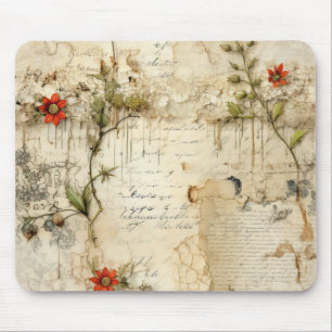 Mousepad Elegante Nota de Amor Floral Vintage