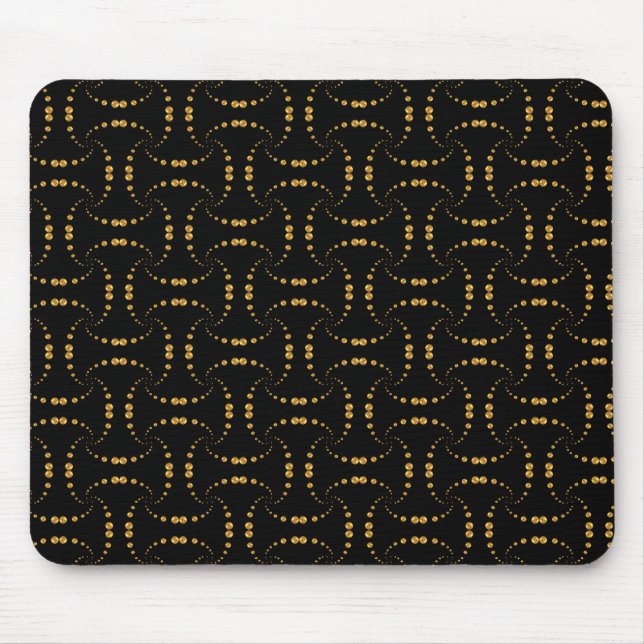 Mousepad Elegante ouro moderno pontilhado a preto (Frente)