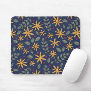 Mousepad Elegante Padrão Floral Amarelo no Azul