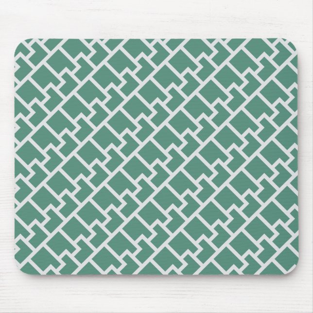 Mousepad Elegante Padrão Geométrico em Verde Sage (Frente)