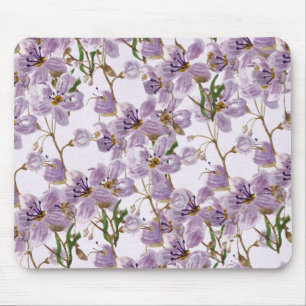 Mousepad Elegante Pano de Rato Floral em Aquarela Roxa