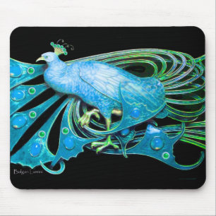 MOUSEPAD ELEGANTE PEACOCK JEWEL EM AQUA AZUL TURQUOISTA PRE