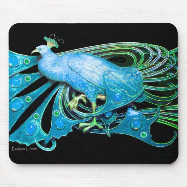 MOUSEPAD ELEGANTE PEACOCK JEWEL EM AQUA AZUL TURQUOISTA PRE (Frente)
