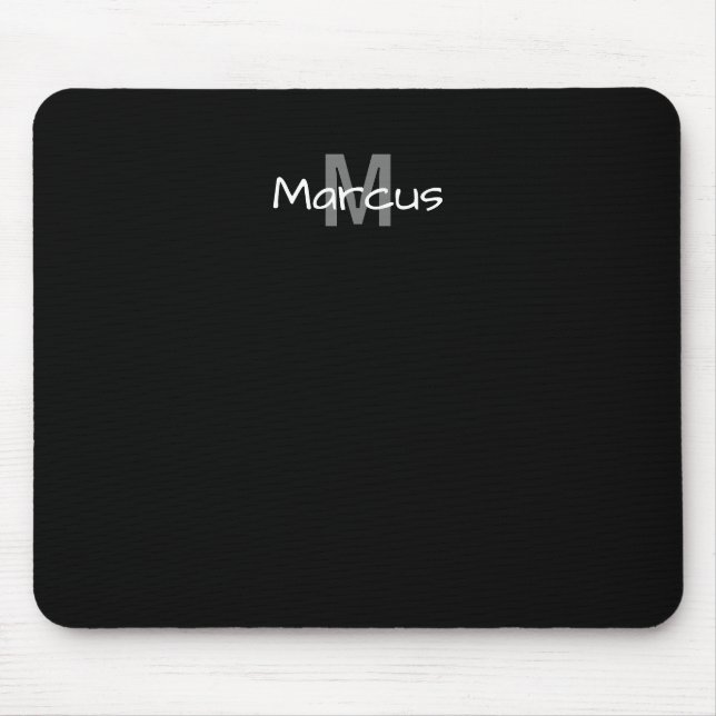 Mousepad Elegante Preto Monograma (Frente)