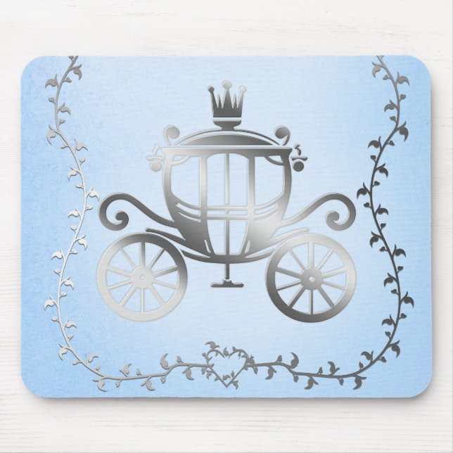 Mousepad Elegante Princesa do Carro de Prata Azul do Livro  (Frente)