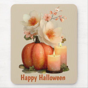 Mousepad Elegante Pumpkin e Flores Halloween