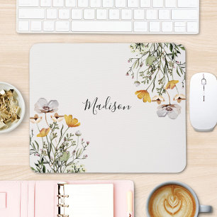 Mousepad Elegante Ramalhete Floral de Flores Silvestres Mon