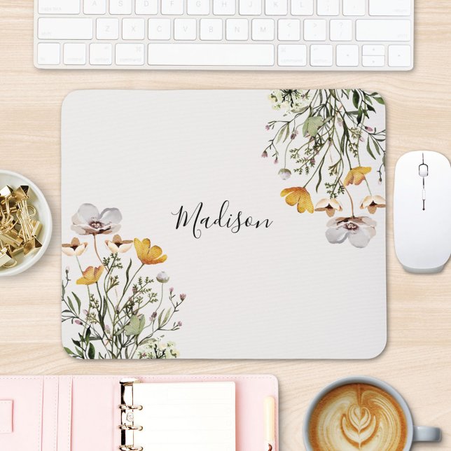Mousepad Elegante Ramalhete Floral de Flores Silvestres Mon (In situ office desk)