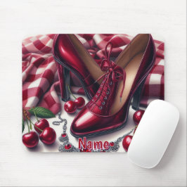 Mousepad Elegante Red High Heels com Cereja