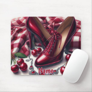 Mousepad Elegante Red High Heels com Cereja