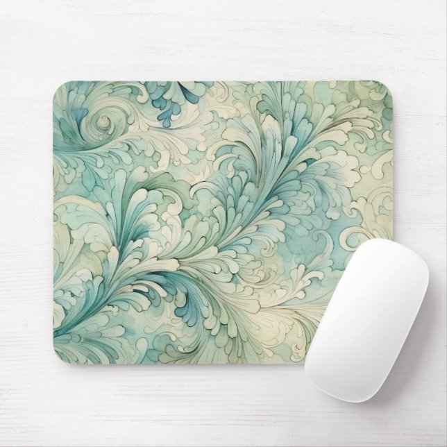 Mousepad Elegante Redemoinho de Creme Azul (Com mouse)
