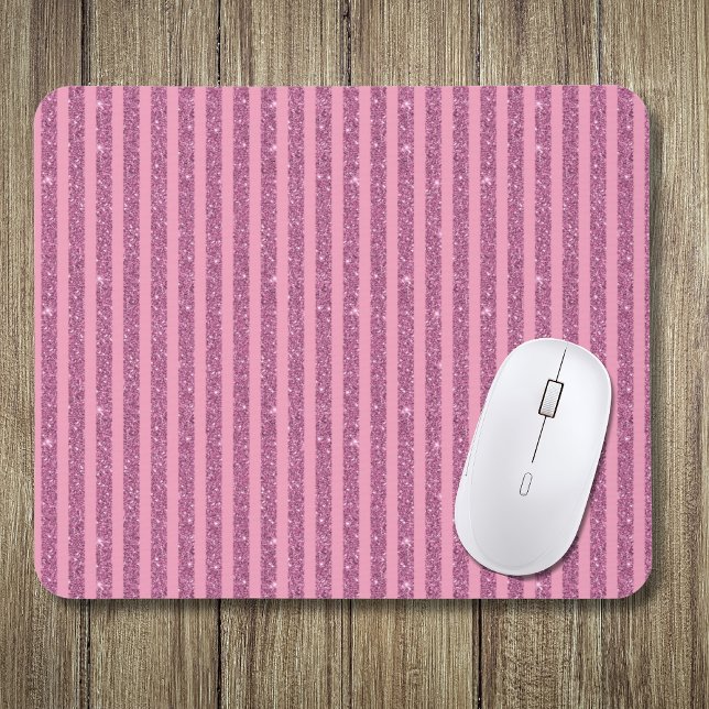 Mousepad Elegante Rosa Bege Brilho Listras Verticais Estilo (Criador carregado)
