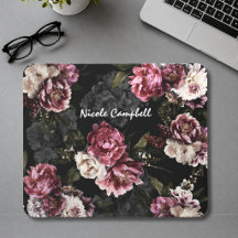 Elegante Rosa Branca Floral Monograma para Computa