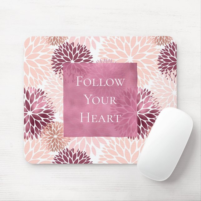 Mousepad Elegante Rosa Floral Chic (Com mouse)