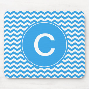 Mousepad elegante, tenda, brilhante monograma azul-célico