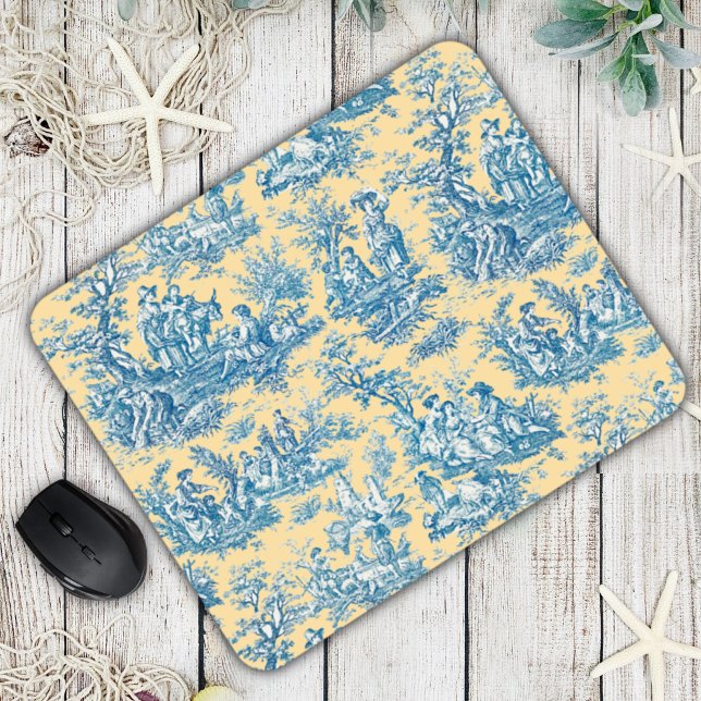 Mousepad Elegante, tóile de jouy amarelo-palha (Criador carregado)