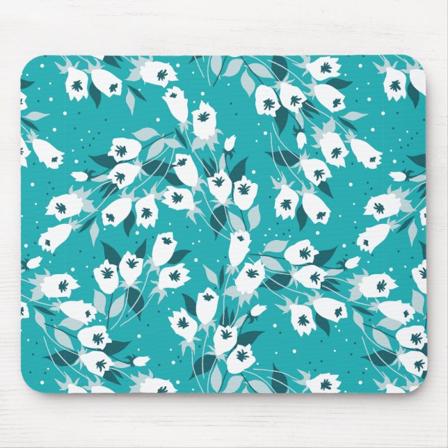 Mousepad Elegante Tulip Flower Pattern Botanical Art Design (Frente)