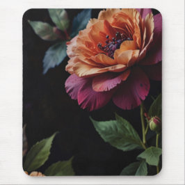 Mousepad Elegante vintage peachy red floral boho