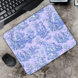 Mousepad Elegante vintage toile de jouy azul roxo