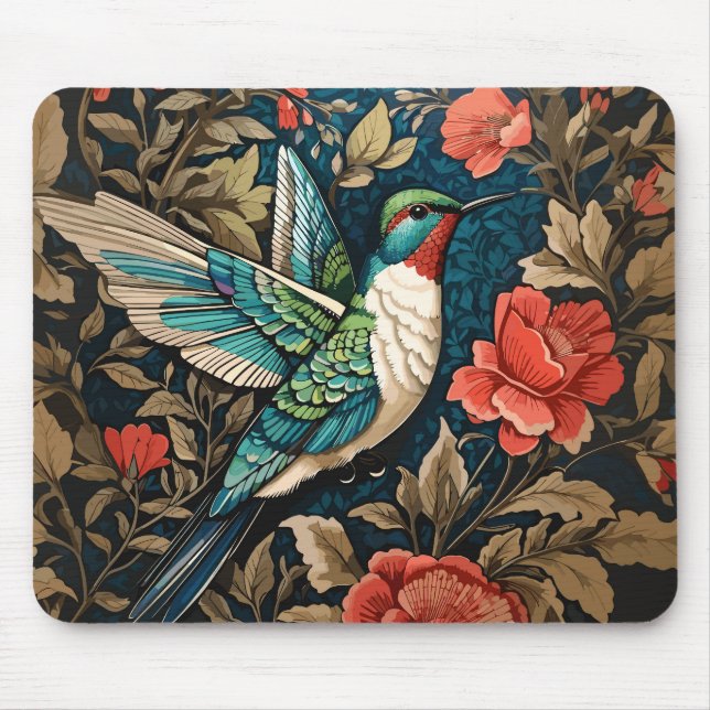 Mousepad Elegante voador Hummingbird William Morris Inspira (Frente)