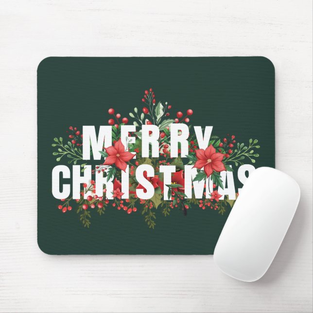 Mousepad Elegante White Typografia Feliz Natal (Com mouse)