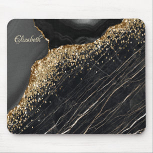 Mousepad Elegantes Lantejoulas Douradas Brilhantes Mármore 