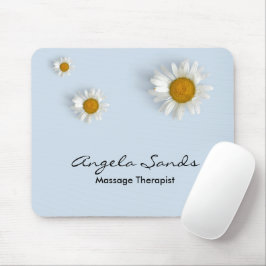 Mousepad Elegantes margaridas brancas azuis