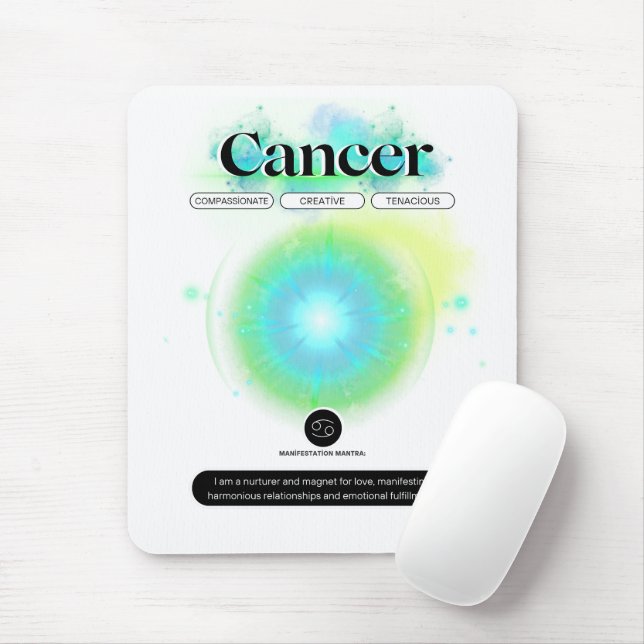 Mousepad Elemento de Água de Cota de Cancer de Sinal Zodiat (Com mouse)