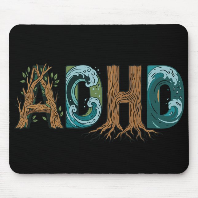 Mousepad Elementos da Natureza TDAH Tipografia Design (Frente)