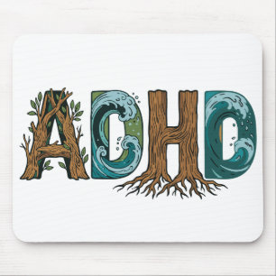 Mousepad Elementos da Natureza TDAH Tipografia Design