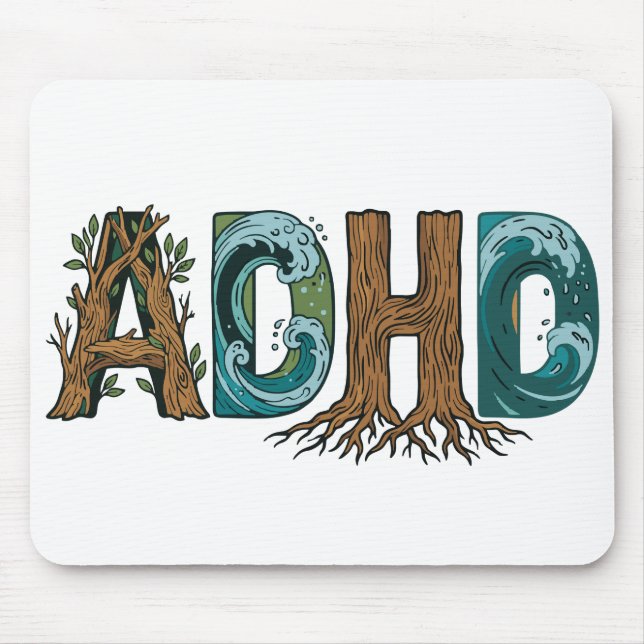 Mousepad Elementos da Natureza TDAH Tipografia Design (Frente)