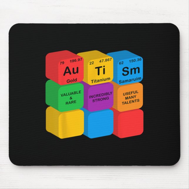 Mousepad Elementos de consciência curiosos Autismo Mesa per (Frente)