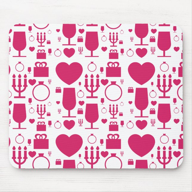 Mousepad elementos de padrões do dia dos namorados (Frente)