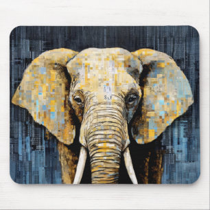Mousepad Elephant Animal Art Decor Paint Mosaico